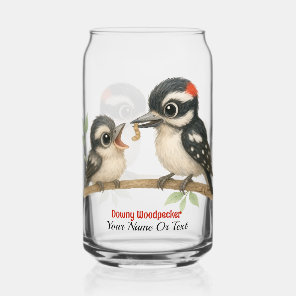 Delightful Downy Woodpecker Can Glass