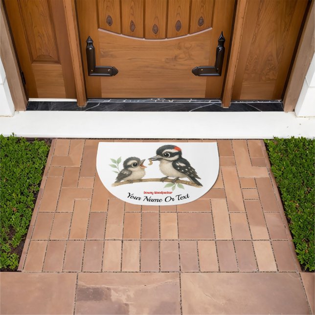 Delightful Downy  Woodpecker Doormat (Outdoor)