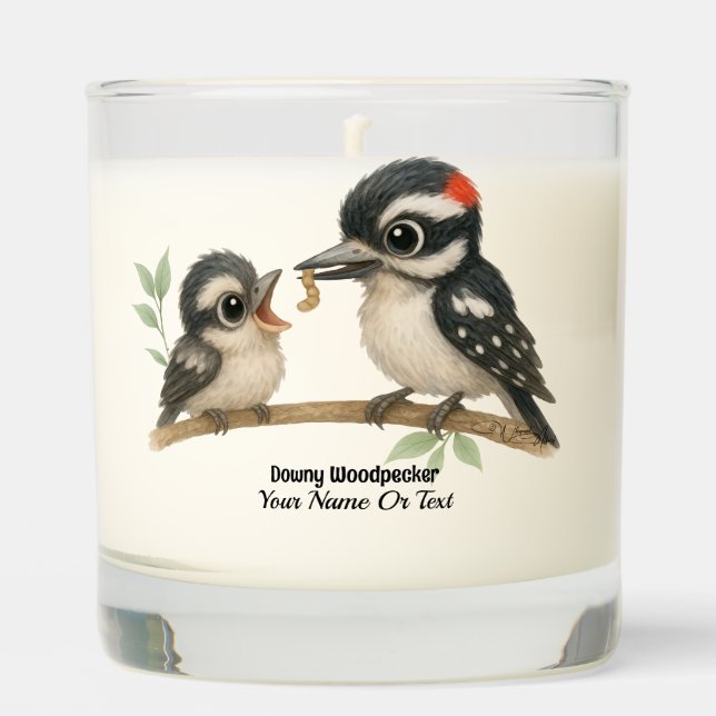 Delightful Downy Woodpecker Scented Candle (Front)