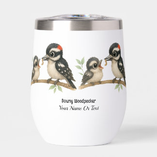 Delightful Downy Woodpecker Thermal Wine Tumbler