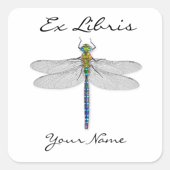Delightful Dragonfly Ex Libris Bookplates Labels (Front)