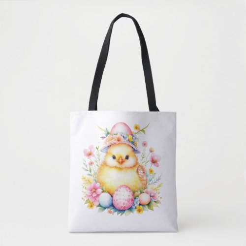 Delightful Easter chick in Easter bonnet  Tote Bag