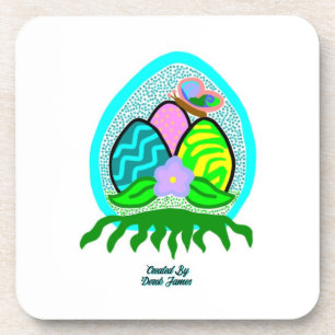 Delightful Easter Eggs Hard Plastic Coaster