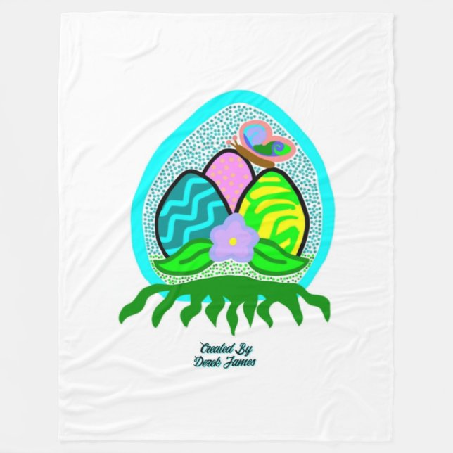 Delightful Easter Eggs Large Fleece Blanket (Front)