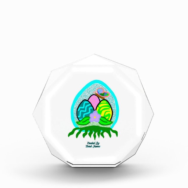 Delightful Easter Eggs Octagonal Photo Block (Front)