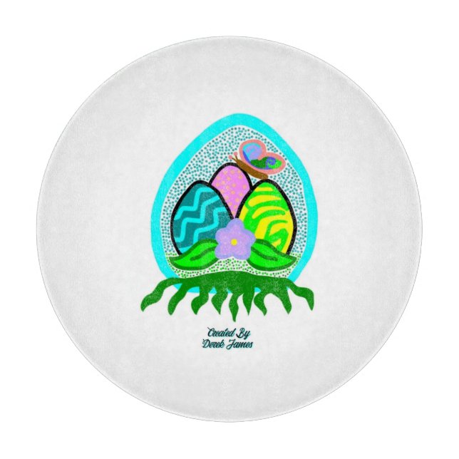 Delightful Easter Eggs Round Cutting Board 30.4 cm (Front)