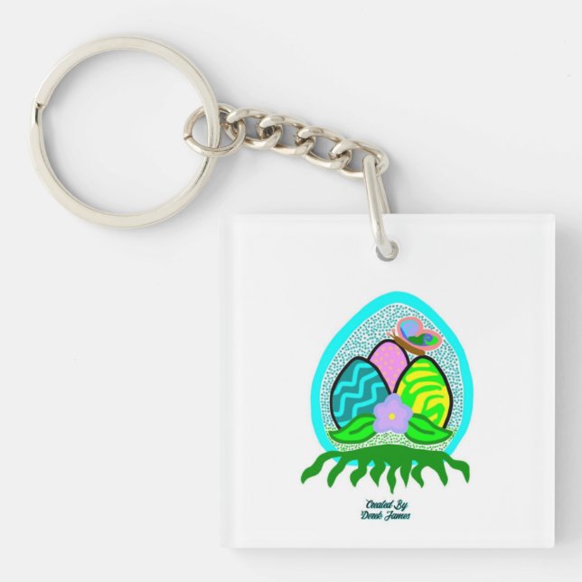Delightful Easter Eggs Square Keychain (Front)