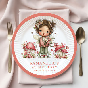 Delightful Fairy 7th Birthday Pastel Floral Paper  Plates