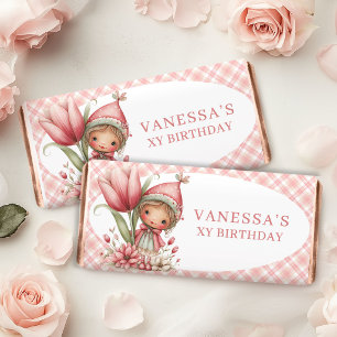 Delightful Fairy Girl Blush Floral Birthday  Hershey Bar Favors