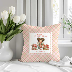 Delightful Fairy Pink Floral Birthday Pillow