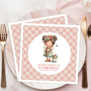 Delightful Fairy Pink Flowers 7th Birthday Party  Paper Dinner Napkins