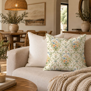 Delightful Fall Meadow Flowers Cottagecore Pillow