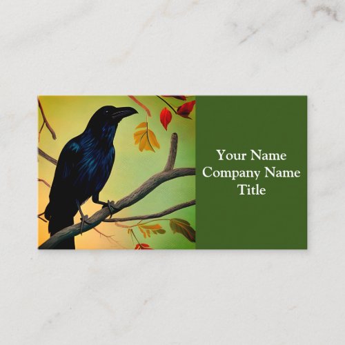 Delightful Fun Raven Perched On Branch Business Ca Business Card