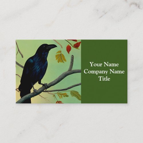 Delightful Fun Raven Perched On Branch Business Card