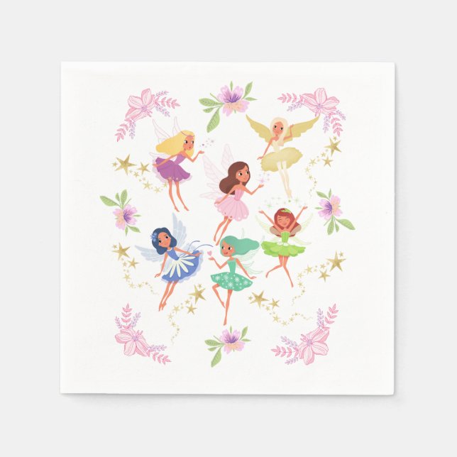 Delightful Garden Fairies Paper Napkins (Front)