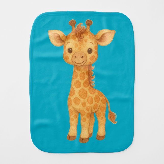 "Delightful Giraffe"   Baby Burp Cloth (Front)