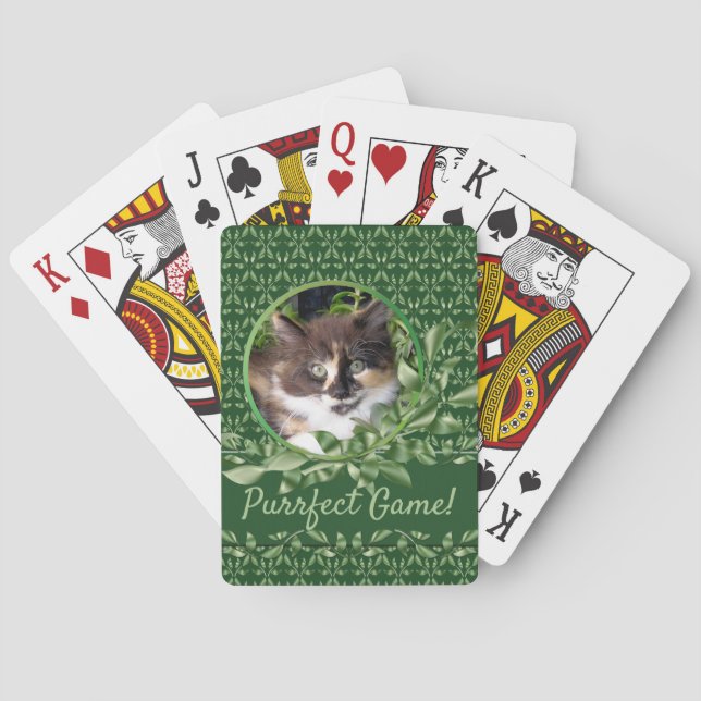Delightful Green Eyed Calico Kitten Poker Cards (Back)