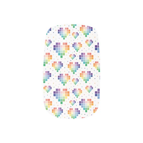 Delightful Heart_Shaped Checker Rainbow Pattern Minx Nail Art