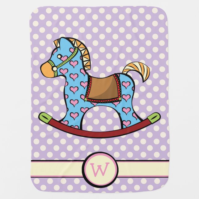 Delightful Hearts Rocking Horse Baby Blanket (Front)