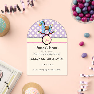Delightful Hearts Rocking Horse Baby Shower Acrylic Invitations
