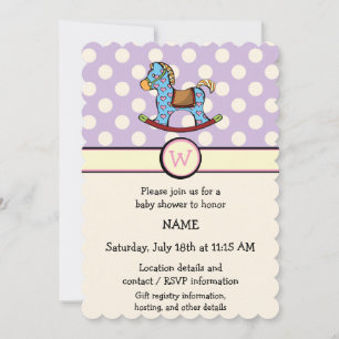 Delightful Hearts Rocking Horse Shower Invitation