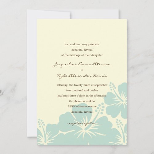 Delightful Hibiscus Wedding Invitations (Blue)