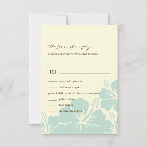Delightful Hibiscus Wedding RSVP Cards (Blue)