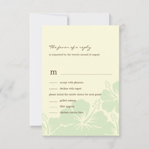Delightful Hibiscus Wedding RSVP Cards (Green)