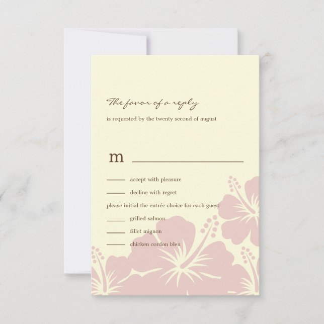 Delightful Hibiscus Wedding RSVP Cards (Pink) (Front)