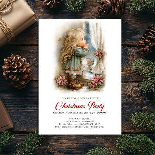 Delightful Holiday Scene Girl Cozy Christmas Invitation