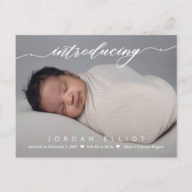 Delightful Intro Baby Birth Announcement Postcard (Front)