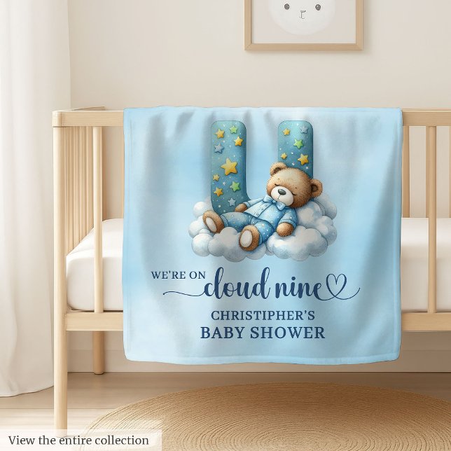 Delightful Letter U Cloud Nine Baby Shower Teddy Baby Blanket (Delightful Letter U Cloud Nine Baby Shower Teddy baby blanket )