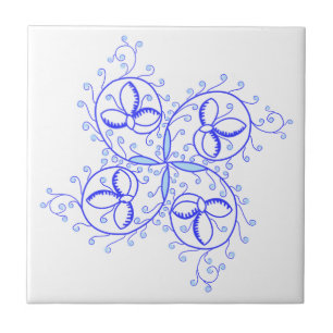 Delightful medieval illumination flower ceramic tile