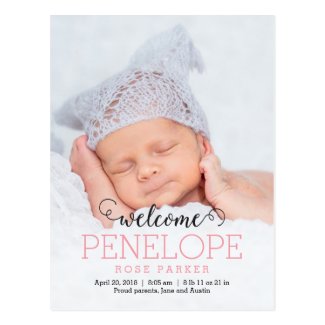 DELIGHTFUL Modern Birth Announcement Postcard