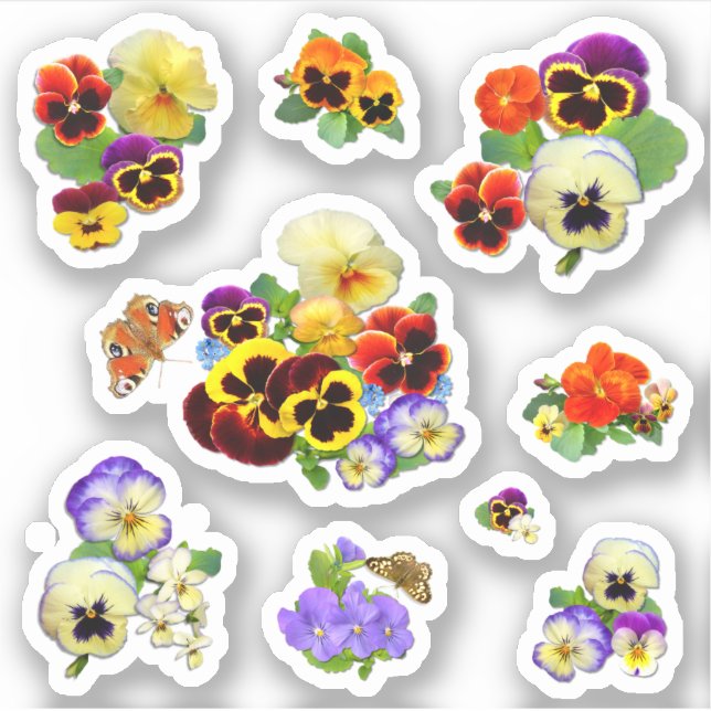 Delightful Pansies Contour Sticker (Front)