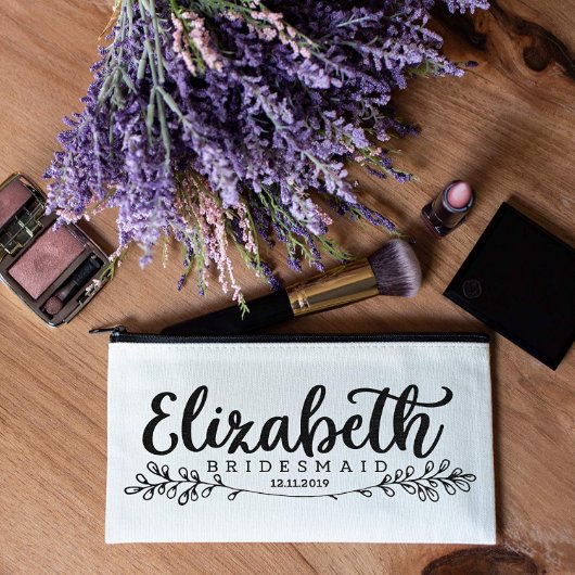 Delightful Round Leaves Canvas Cosmetic Bag (Top)