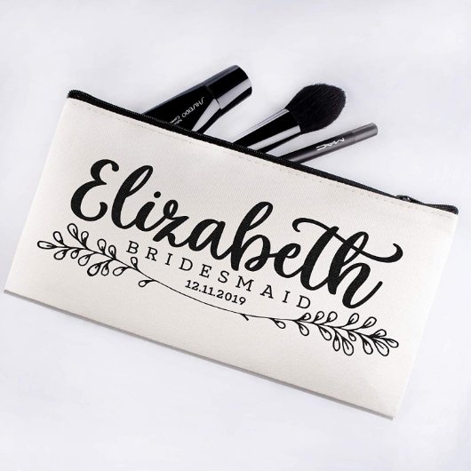 Delightful Round Leaves Canvas Cosmetic Bag (Front)