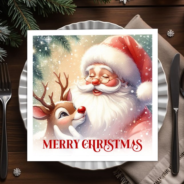 Delightful Santa Rudolph Holiday Party Napkins (Delightful Santa Rudolph Holiday Party Napkins)