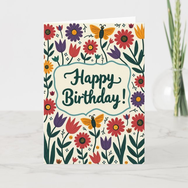 Delightful Script Birthday Card (Front)