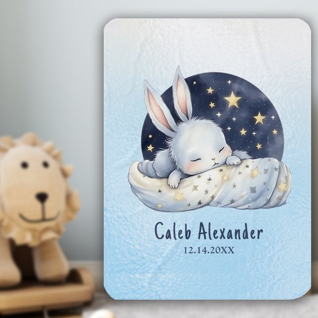 Delightful Sleeping Baby Boy Bunny Baby Blanket (Creator Uploaded)