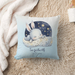 Delightful Sleeping Baby Bunny Nursery Throw Pillow