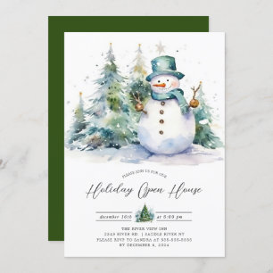 Delightful Snowman Holiday Open House Invitation