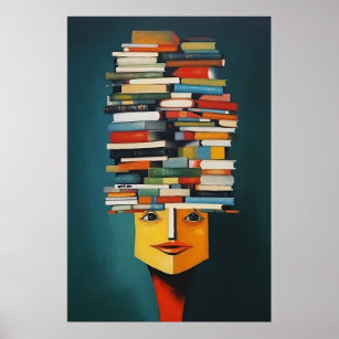 Delightful Surreal Abstract Book Lover Poster