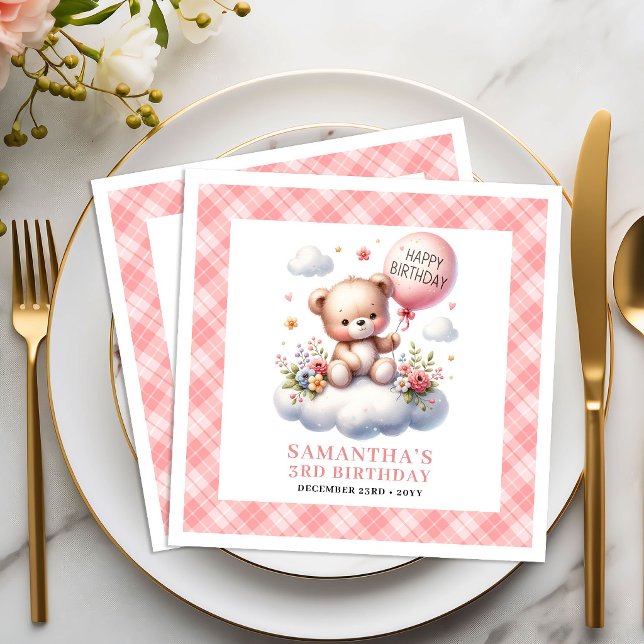 Delightful teddy bear balloon blush flowers napkin (Delightful teddy bear balloon blush flowers napkins

)
