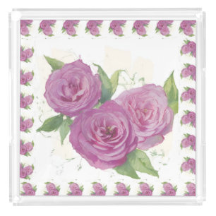 Delightful tray full of handpainted sterling roses