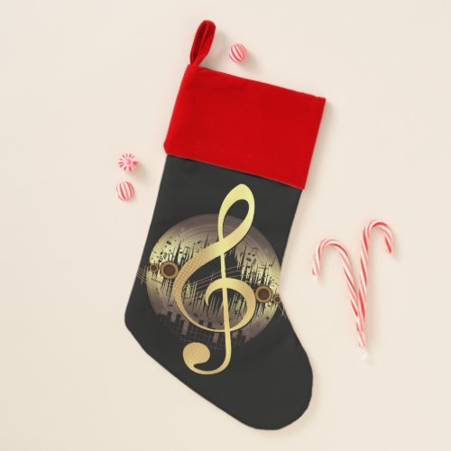 Delightful Tune _ Gold Christmas Stocking