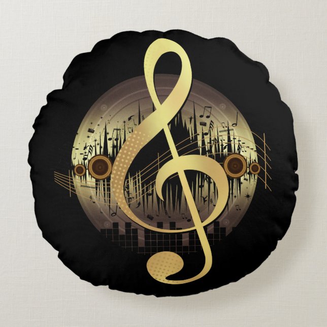 Delightful Tune - Gold Round Pillow (Front)