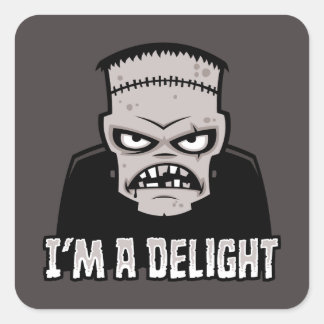 Delightfully Cranky Frankenstein Monster Square Sticker