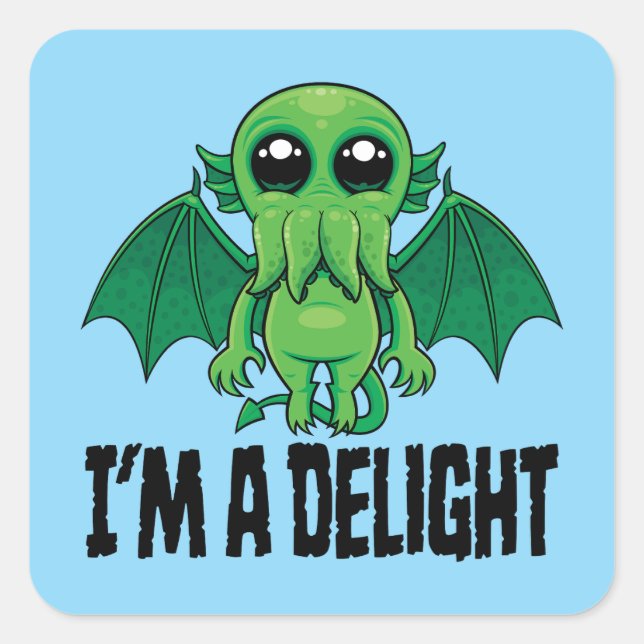 Delightfully Cute Cthulhu Monster Square Sticker (Front)