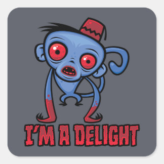 Delightfully Deranged Zombie Monkey Is A Delight Square Sticker
